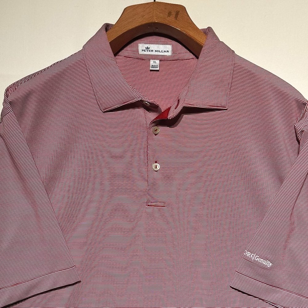 Peter Millar summer comfort Stretch striped Golf Polo Shirt Red/white XL